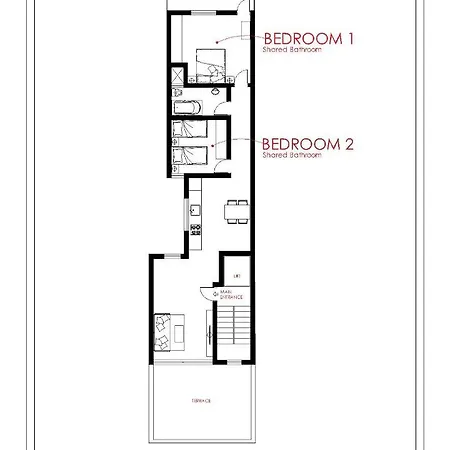 F6 2, Private Two Single Beds Shared Bathroom In Shared Flat Habitación en casa particular