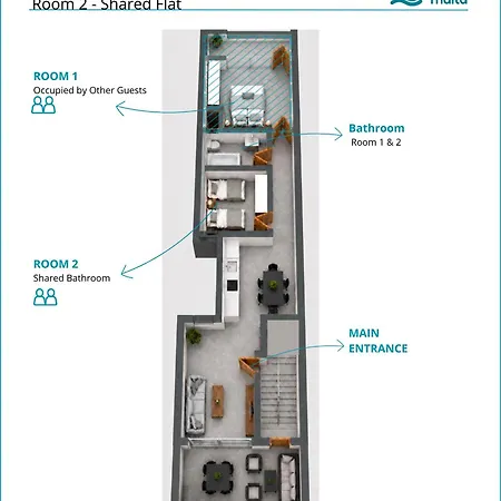 Habitación en casa particular F6 2, Private Two Single Beds Shared Bathroom In Shared Flat *