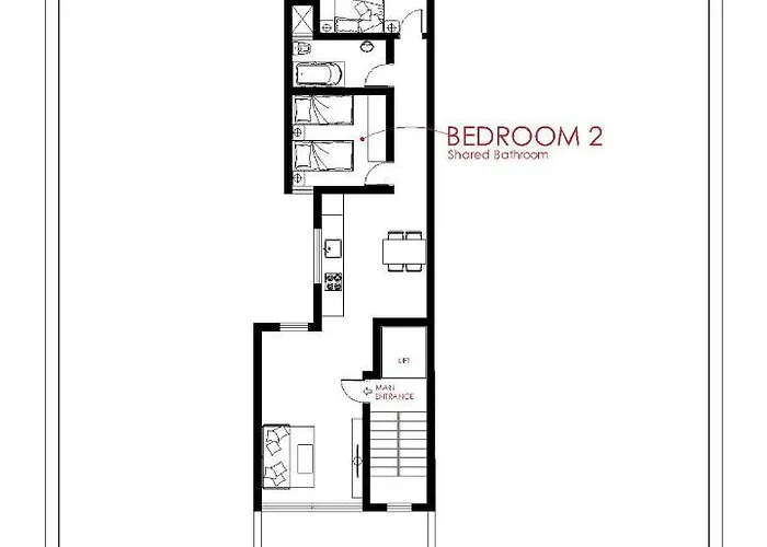 F6 2, Private Two Single Beds Shared Bathroom In Shared Flat Pansiyon